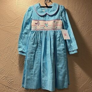 NEW! Marmellata Checkered Holiday Snowman Christmas Dress Smocked
